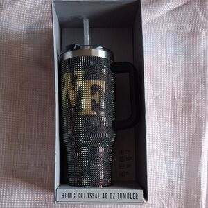 Wake Forest Bling Colossal 46 oz Tumbler with Handle - Black and Gold